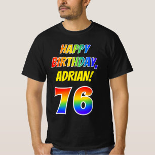 Camiseta 76.o aniversário — Negrito, Divertido, Arco-Ír