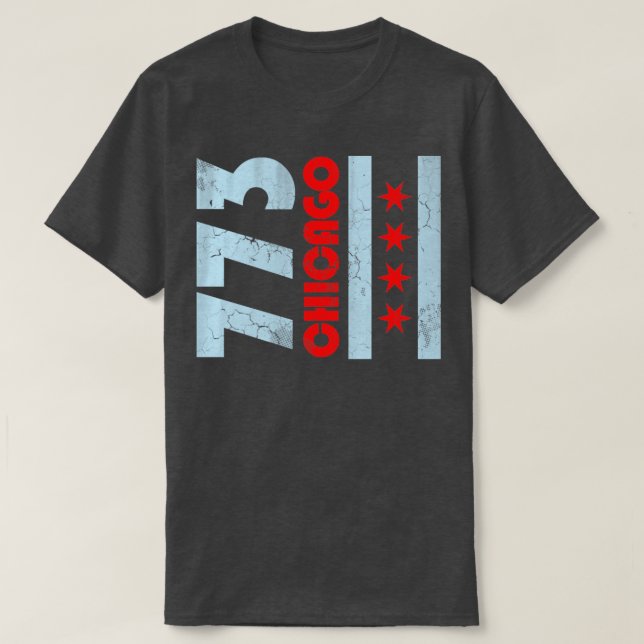 Camiseta 773 Chicago Flag Vintage Fade (Frente do Design)