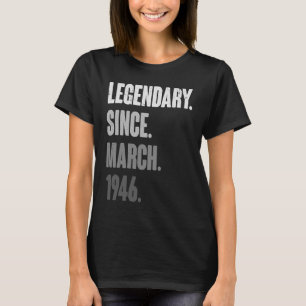 Camiseta 77 anos Vintage 1946 Aniversário 77 de março