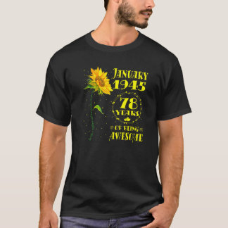 Camiseta 78. º aniversário 78 anos Nascer de girassol Janei
