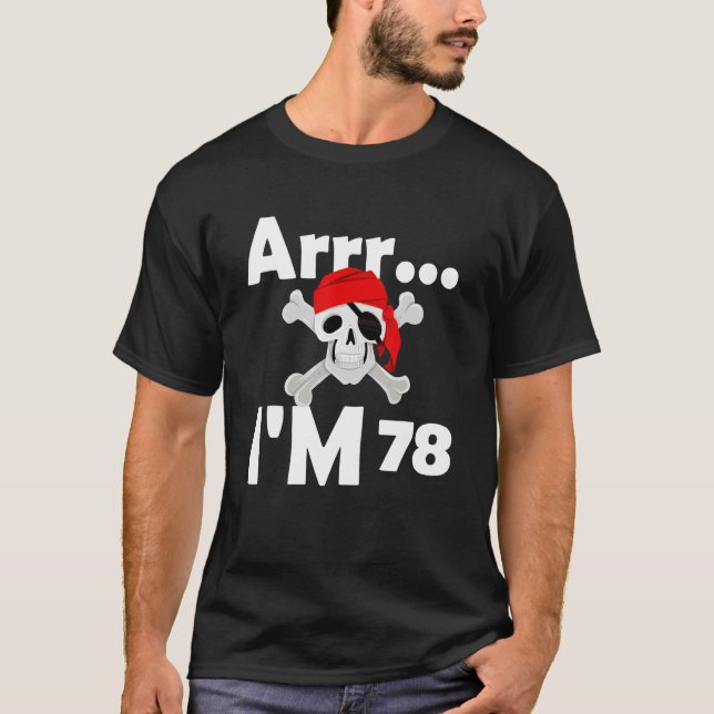 Camiseta 78.º Aniversário do Crânio Pirata, 78 Anos (Frente)