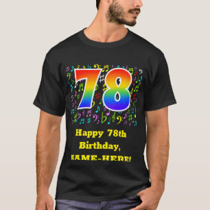 Camiseta 78.o aniversário: Símbolos Musicais Coloridos, R