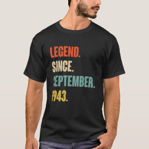 Camiseta 79 anos, 79.º aniversário de Legenda desde setembr