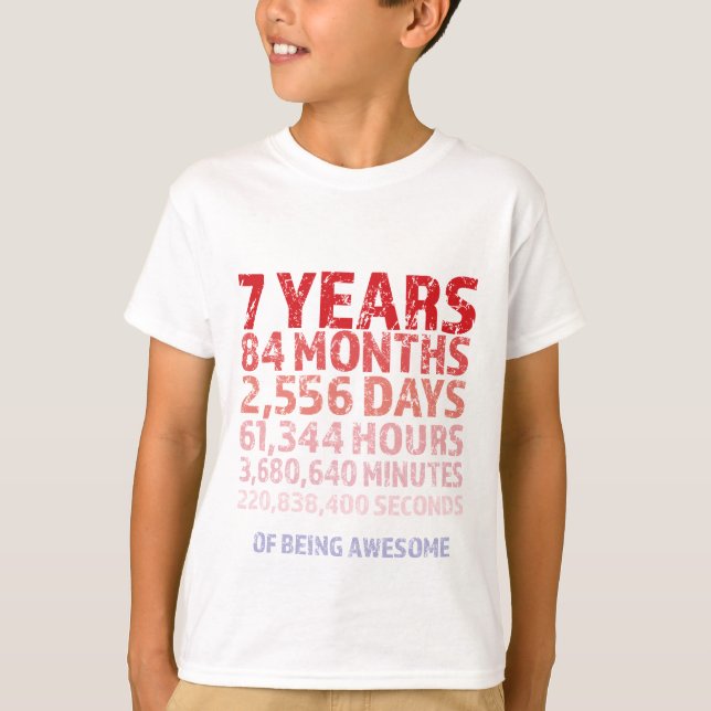 Camiseta 7 84 meses design de aniversário para criança (Frente)