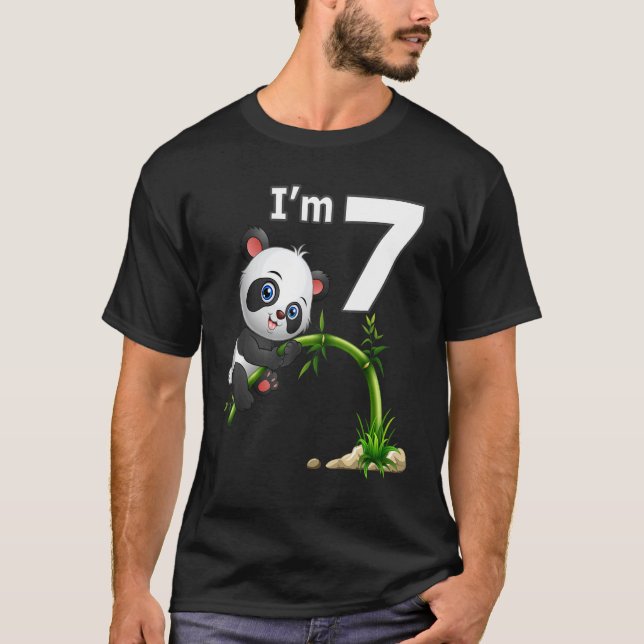 Camiseta 7 Aniversário De 7 Anos Festa Animal Panda 2 (Frente)