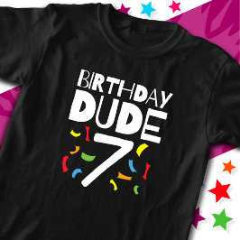 Camiseta 7 Aniversário de 7 Anos Festa de Menino de 7 Anos