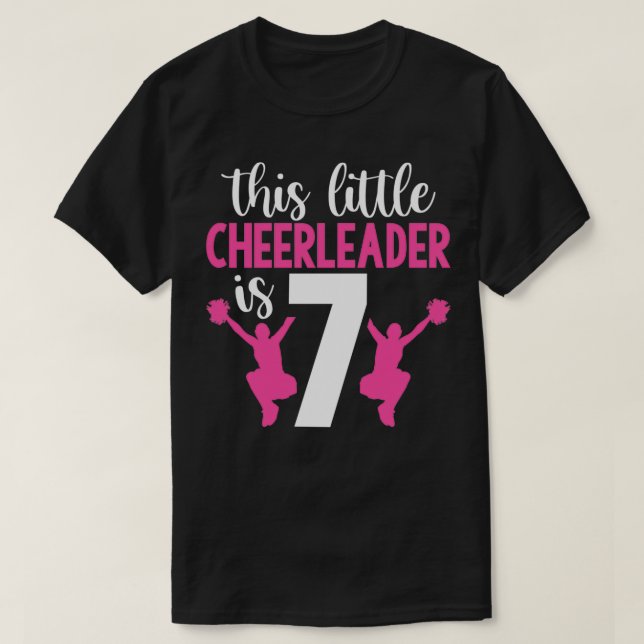 Camiseta 7 Aniversário Este Pequeno Cheerleader Tem 7 Menin (Frente do Design)