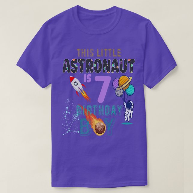 Camiseta 7 Aniversário Oferece Astronauta 7 (Frente do Design)