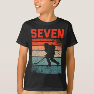 Camiseta 7 Aniversário Retro Hóquei no Gelo 7 Anos Menina
