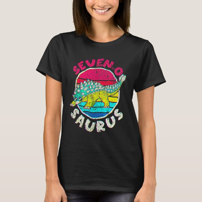 Camiseta 7 Aniversário Sete O Surus I Ankylosaurus I Famili (Frente)
