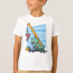 Camiseta 7 anos 7 Birthday Mobile Crane Dinosaur<br><div class="desc">Feliz aniversário de 7. Design engraçada e adorável com dinossauro fofo sentado em uma grua móvel levantando o Número 7. Uma combinação perfeita para Crianças e Adolescentes.</div>