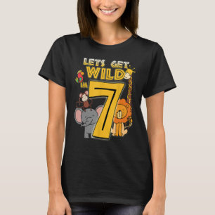 Camiseta 7 anos Animais do Jardim Zoológico Safari 7 Birthd