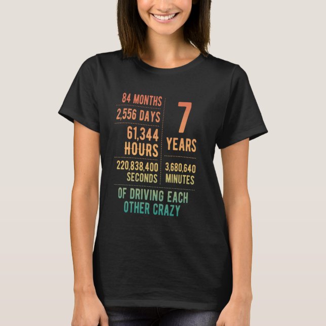 Camiseta 7 Anos Casados Com 7 Engraçado Aniversário 1 (Frente)