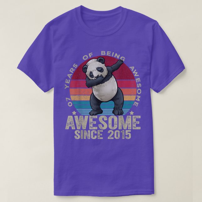 Camiseta 7 Anos Dabbing Panda 7 Birthday Kids Unicor (Frente do Design)