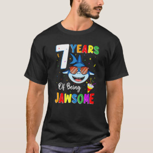 Camiseta 7 Anos De Aniversário De 7 De Tubarão Jawsome 7 An