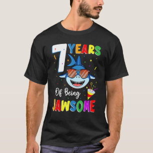 Camiseta 7 Anos De Aniversário De 7 De Tubarão Jawsome 7 An