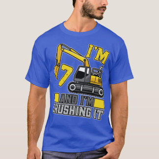 Camiseta 7 anos de idade Esmagando-o Construindo Caminhão 7