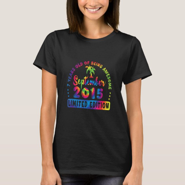 Camiseta 7 Anos De Idade Incrível Setembro De 2015 Tie Dye  (Frente)