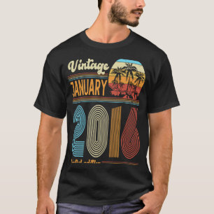 Camiseta 7 Anos De Idade Vintage Janeiro De 2016 Raparigas