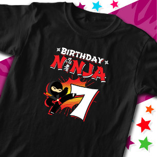 Camiseta 7 anos Estilo de HQ Ninja 7 Aniversário