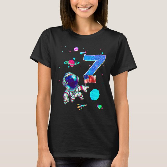 Camiseta 7 Astronauta Astronauta de Aniversário, Garoto De  (Frente)