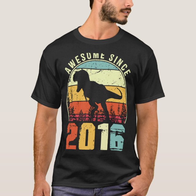 Camiseta 7 Bday Dinossaur 7 Anos Meninos Adoráveis Desde 2 (Frente)