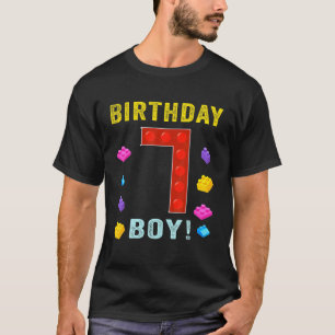 Camiseta 7 Birthday, 7 Anos, Blocos De Construção