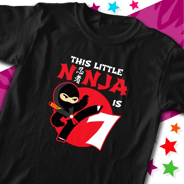 Camiseta 7 Birthday, 7 Anos Festa Crianças Pequenas Ninja 7 (Criador carregado)