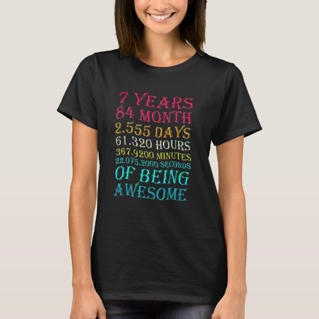 Camiseta 7 Birthday 7 Birthday cita Nascimento de 7 Anos (Frente)