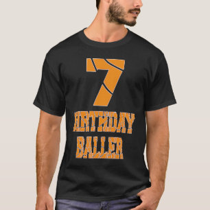 Camiseta 7 Birthday Baller Boy 7 Anos De Basquete