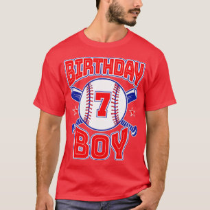 Camiseta 7 Birthday Baseball Grande Número Sete 7 Anos
