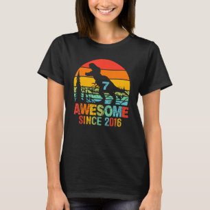 Camiseta 7 Birthday Boy 7 Anos Dinossauro Fantástico inc