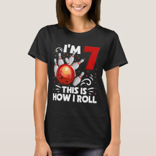 Camiseta 7 Birthday Boy Boliche É Assim Que Eu Rolo 7 Anos