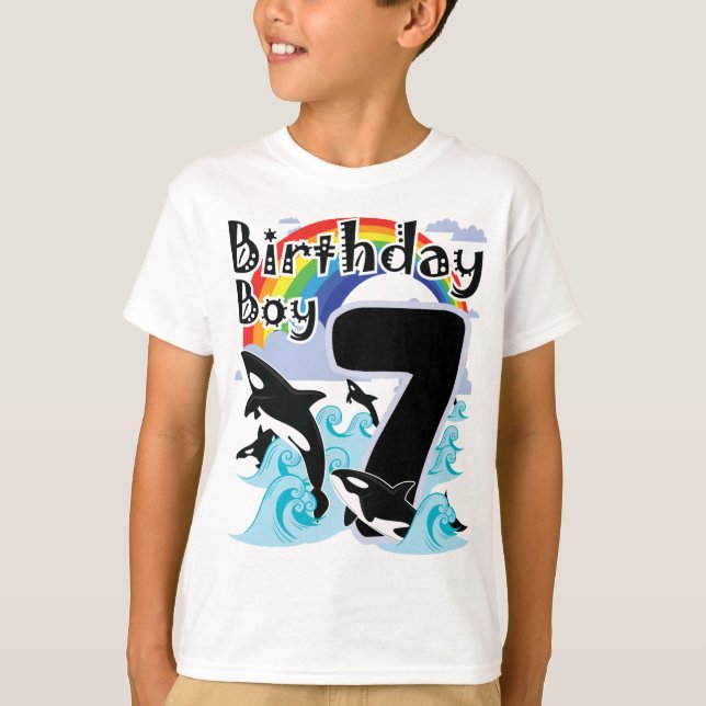 Camiseta 7 Birthday Boy como amante de Orca Baleia (Frente)
