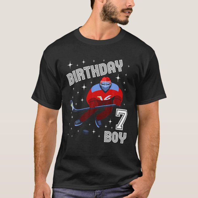 Camiseta 7 Birthday Boy Ice Hockey 7 Anos Engraçado B Dia (Frente)