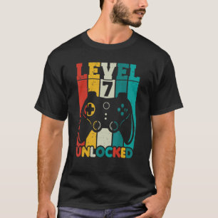 Camiseta 7 Birthday Boys 7 Anos Vídeo Desbloqueado Nível 7