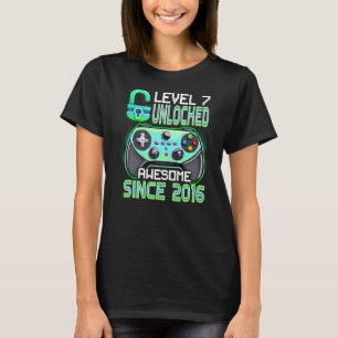 Camiseta 7 Birthday Boys Level 7 Desbloqueado Incrível 2016