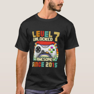 Camiseta 7 Birthday Boys Level 7 Desbloqueados Incrível De