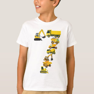 Camiseta 7 Birthday Construction Truck 7 Anos Criança