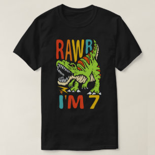 Camiseta 7 Birthday Dinossaur T Rex Rawr Eu tenho 7 anos pa
