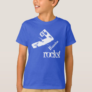 Camiseta 7 Birthday Gift Blue e White Number on Slant