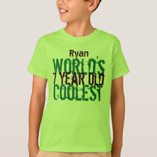 Camiseta 7 Birthday Gift World's Coolest de 7 anos