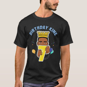 Camiseta 7 Birthday King Melanin African American Boy