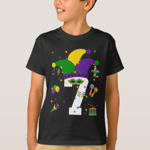 Camiseta 7 Birthday Mardi Gras Pensou Que Os Meninos De 7 A