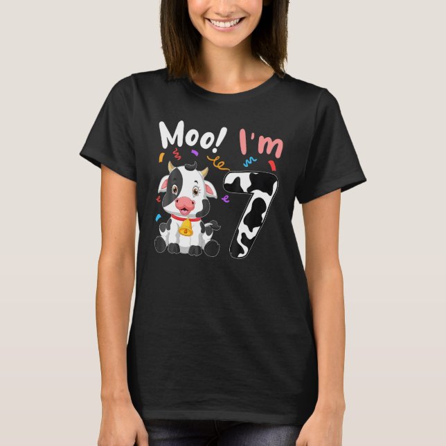 Camiseta 7 Birthday Moo Im 7 Fazenda De Vaca (Frente)