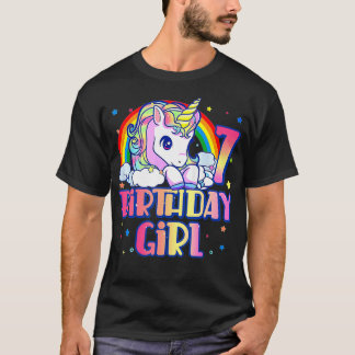 Camiseta 7 Birthday Rainbow Unicorn Birthday Birthday Gi