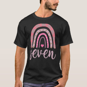 Camiseta 7 Birthday Rapariga de Sete Anos Aniversário Arco-