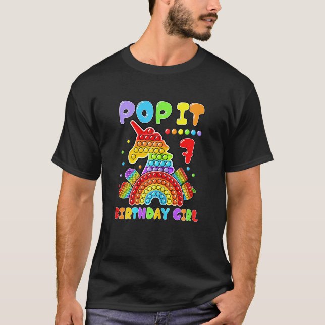 Camiseta 7 Birthday Rapariga Pop Do Fidget Brinquedo De 7 A (Frente)