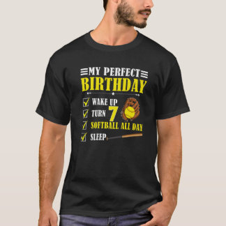 Camiseta 7 Birthday Sofball Player Boy de Sete Anos Vi
