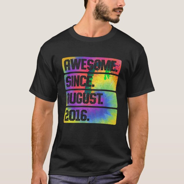 Camiseta 7 Birthday Tie Dye Incrível Desde agosto de 2016 7 (Frente)